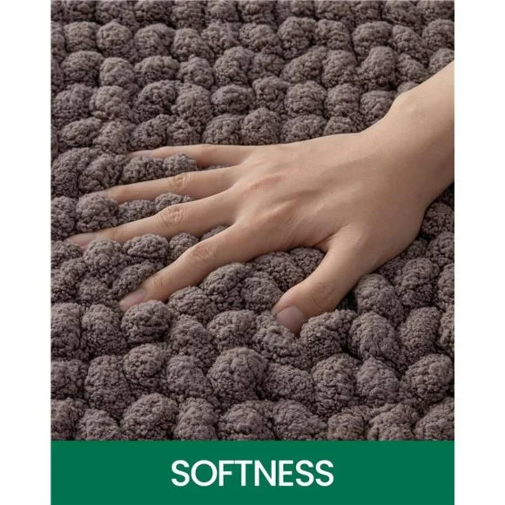 Brown chenille bathroom rug non slip absorbent soft quick dry bath mat floor 17x